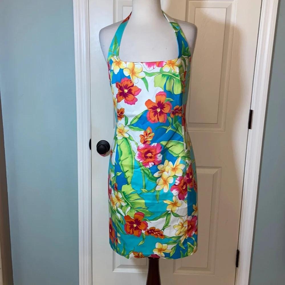 Nwt Ralph Lauren Floral Hibiscus Halter sun Dress - Picture 1 of 9